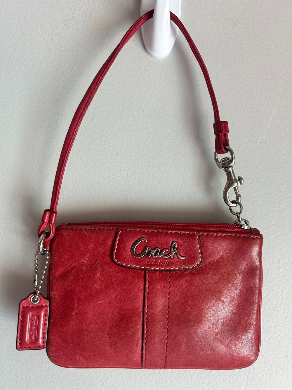 Coach Ashley Vintage Red Leather Wristlet